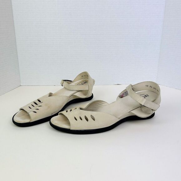 Arche Cream Leather Open Toe Wedge Sandals Cut Outs Made in France Shoes EU 40 9 - Picture 13 of 14